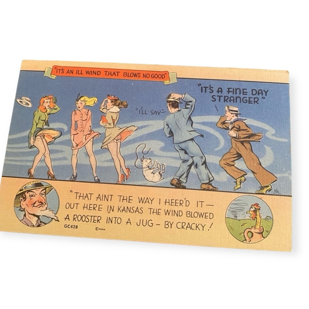 Vintage‎ 1940’s Linen Postcard, Vintage Humor, Sex Objects Funny, Unused